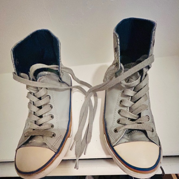 PF Flyer Bob Cousy Special Edition Gray High-Top Sneakers with Blue Accents - Picture 6 of 8